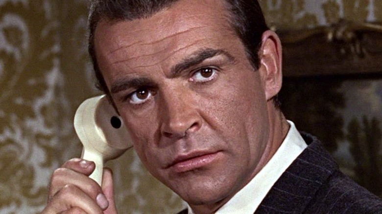 James Bond talks on phone