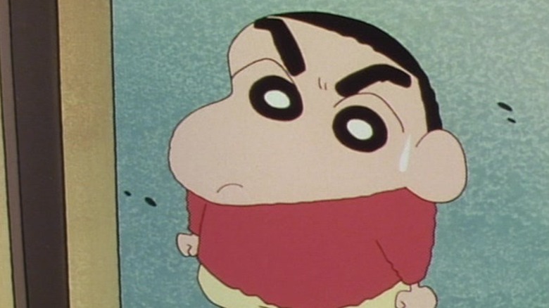 Shin Nohara with clenched fists and an angry expression on Crayon Shin-chan