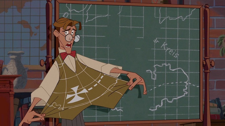 Milo (Michael J. Fox) looks at a map in Atlantis: The Lost Empire