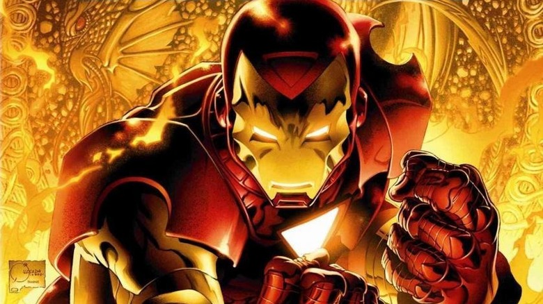 Iron Man surrounded by flames
