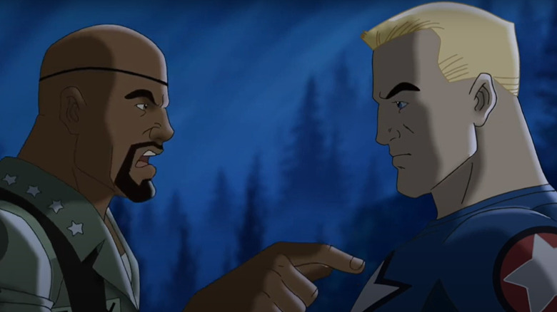 Nick Fury lecturing Captain America