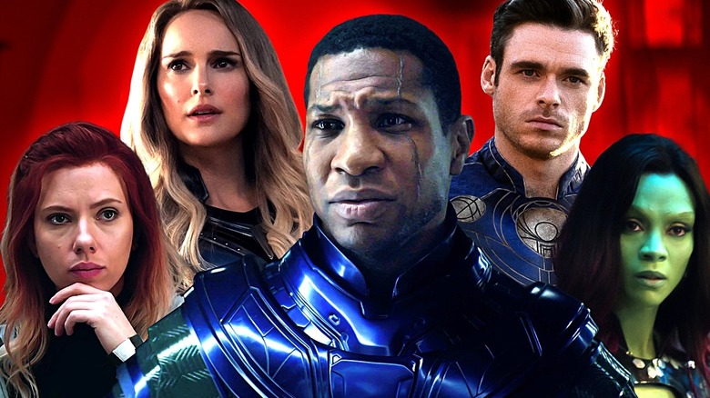 Scarlett Johansson, Natalie Portman, Jonathan Majors, Richard Madden, and Zoe Saldana in the Marvel Cinematic Universe