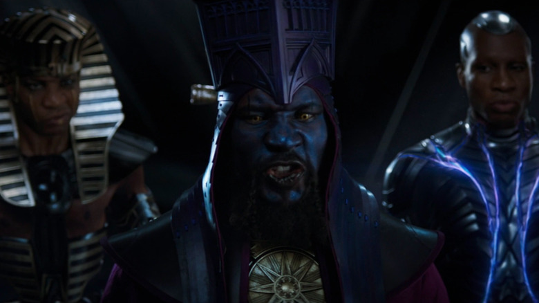 Jonathan Majors as three different Kang variants in a post-credit scene in Ant-Man and the Wasp: Quantumania