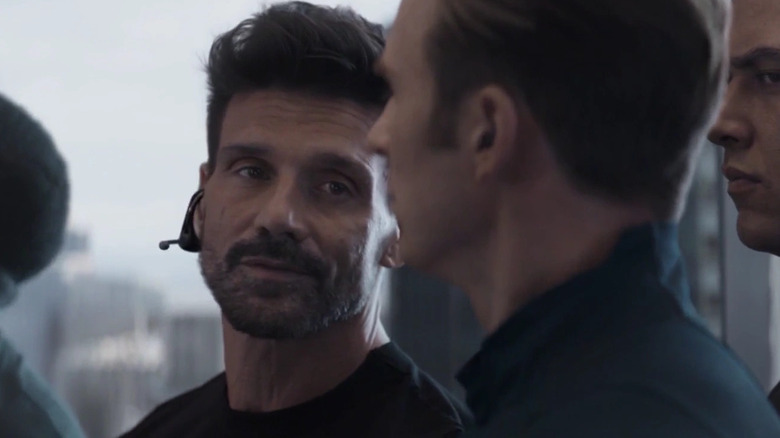 Frank Grillo as Brock Rumlow, speaking to Chris Evans' Steve Rogers in an elevator, in Avengers: Endgame