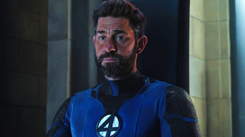 John Krasinski as Reed Richards, sitting in the Illuminati throne room, in Doctor Strange in the Multiverse of Madness