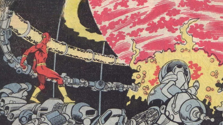 The Flash observes the Anti Monitor's machine