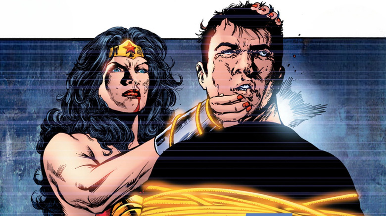Wonder Woman twists Maxwell Lord's neck