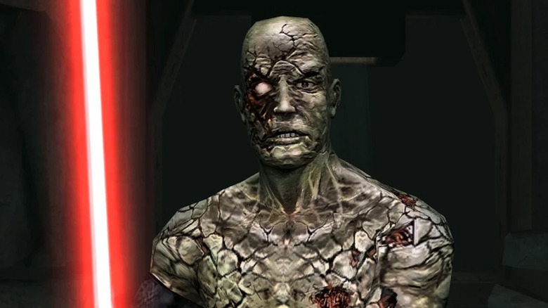 Darth Sion wielding a red lightsaber in Star Wars Knights of the Old Republic II: The Sith Lords