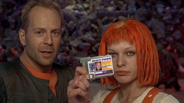 Bruce Willis and Milla Jovovich as Korben Dallas and Leeloo in The Fifth Element