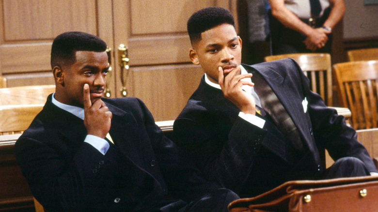 Will (Will Smith) and Carlton (Alfonso Ribeiro) sitting in court in The Fresh Prince of Bel-Air