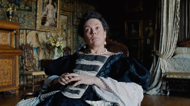 Olivia Colman as Queen Anne in The Favourite.