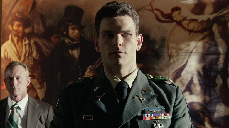 Josh Helman as William Stryker stands in his uniform in X-Men: Days of Future Past