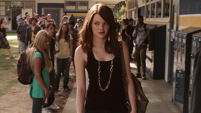 Students stare at Olive (Emma Stone) in Easy A
