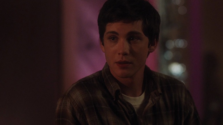 Logan Lerman in plaid shirt as Charlie in The Perks of Being a Wallflower
