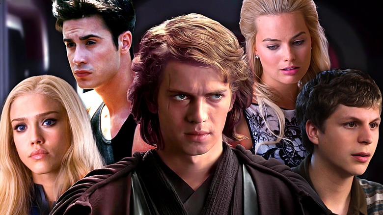 Composite image of Jessica Alba's Susan Storm in Fantastic Four: Rise of the Silver Surfer, Freddie Prinze Jr.'s Ray Bronson in I Know What You Did Last Summer, Hayden Christensen's Anakin Skywalker in Star Wars: Revenge of the Sith, Margot Robbie's Naomi Lapaglia in The Wolf of Wall Street, and Michael Cera's Evan in Superbad