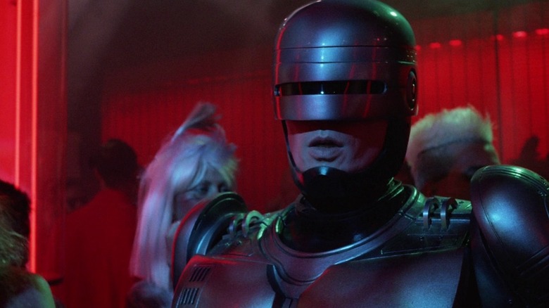 RoboCop (Peter Weller) in a nightclub in RoboCop