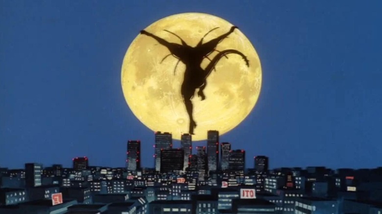 Demon jumps in front of the moon