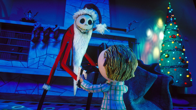Chris Sarandon as Jack Skellington delivers a present in The Nightmare Before Christmas
