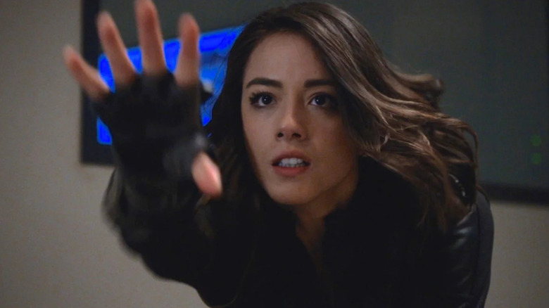 Chloe Bennett as Daisy Johnson, using her earthquake powers on Agents of SHIELD