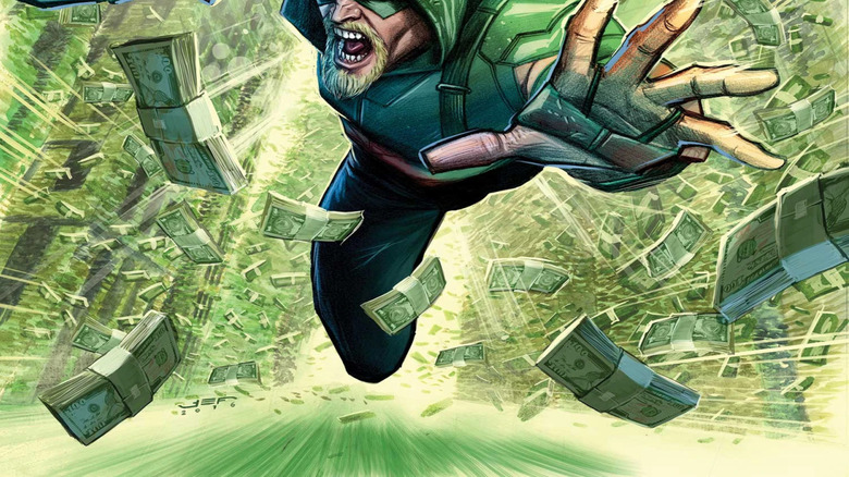 Green Lantern dives through mountains of money