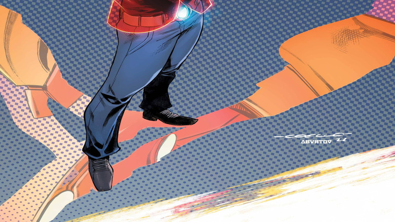 Tony Stark wearing holographic suit