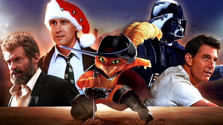 Hugh Jackman as Logan, Chevy Chase as Clark Griswold, Puss in Boots, Darth Vader, and Tom Cruise as Maverick