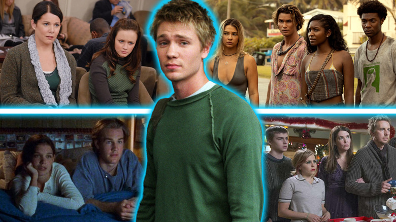 Composite image of Lauren Graham and Alexis Bledel in Gilmore Girls, Chad Michael Murray in One Tree Hill, Madelyn Cline, Chase Stokes, Carlacia Grant, and Jonathan Daviss in Outer Banks, Katie Holmes and James Van Der Beek in Dawson's Creek, Miles Heizer, Mae Whitman, Lauren Graham, and Dax Shepard in Parenthood