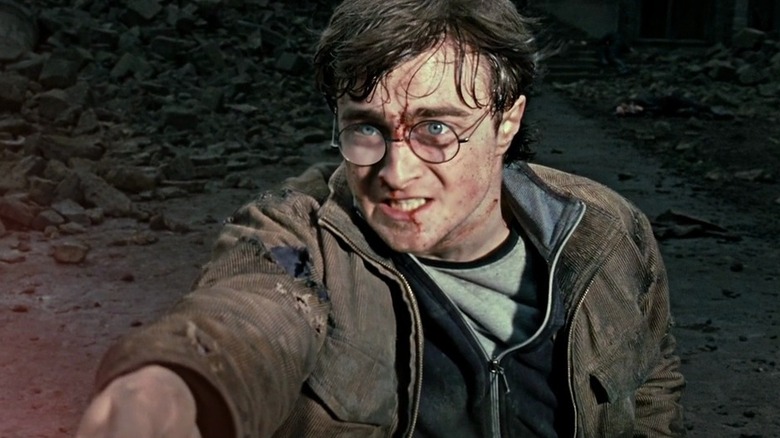 Harry Potter (Daniel Radcliffe) performing magic in Harry Potter and the Deathly Hallows - Part 2