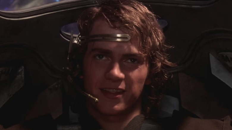 Anakin Skywalker (Hayden Christensen) piloting his starfighter in Star Wars Episode III: The Revenge of the Sith