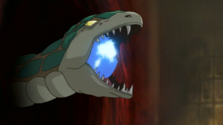 Divine Serpent Geh about to emit power from its mouth on Yu-Gi-Oh!