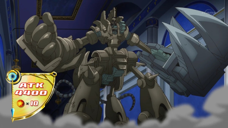 Ultimate Ancient Gear Golem with attack stats displayed on screen in Yu-Gi-Oh! GX
