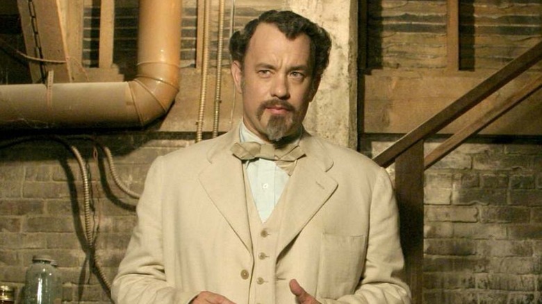 Tom Hanks as Goldthwaite Higginson Dorr PH.D looks suspicious in The Ladykillers