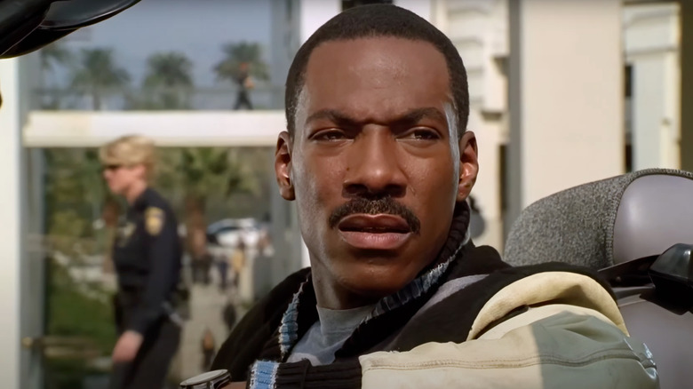 Eddie Murphy as Axel Foley looks confused in Beverly Hills Cop III