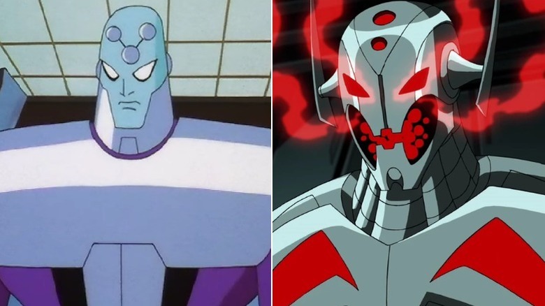 Brainiac in Superman: The Animated Series next to Ultron in Avengers: Earth's Mightiest Heroes