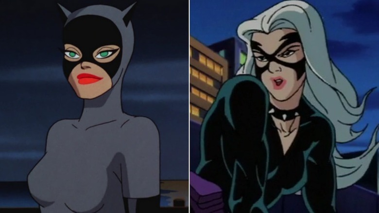 Catwoman from Batman: The Animated Series next to Black Cat from Spider-Man: The Animated Series