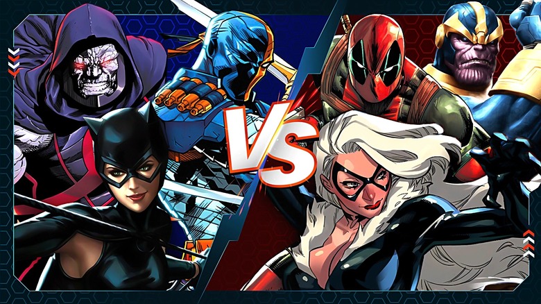 A collage of various Marvel and DC characters together