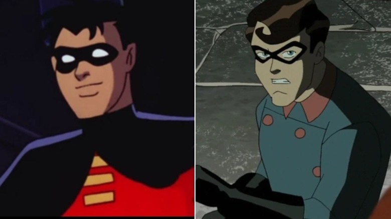 Robin from Batman: The Animated Series next to Bucky Barnes from Avengers: Earth's Mightiest Heroes