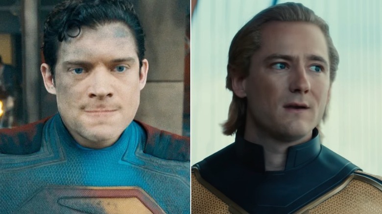 Superman (David Corenswet) looking mad next to Sentry (Lewis Pullman) looking astonished in Thunderbolts*