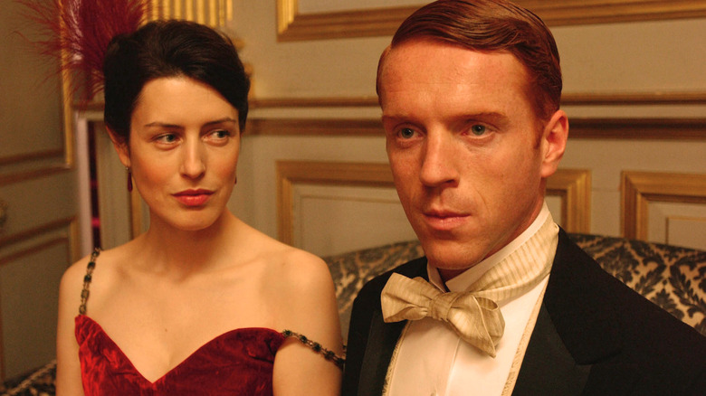 Soames Forsyte (Damien Lewis) with Irene (Gina McKee) on upscale clothing in The Forsyte Saga