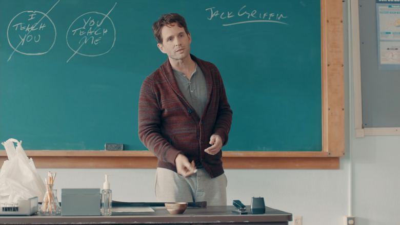 Jack (Glenn Howerton) standing at blackboard in AP Bio