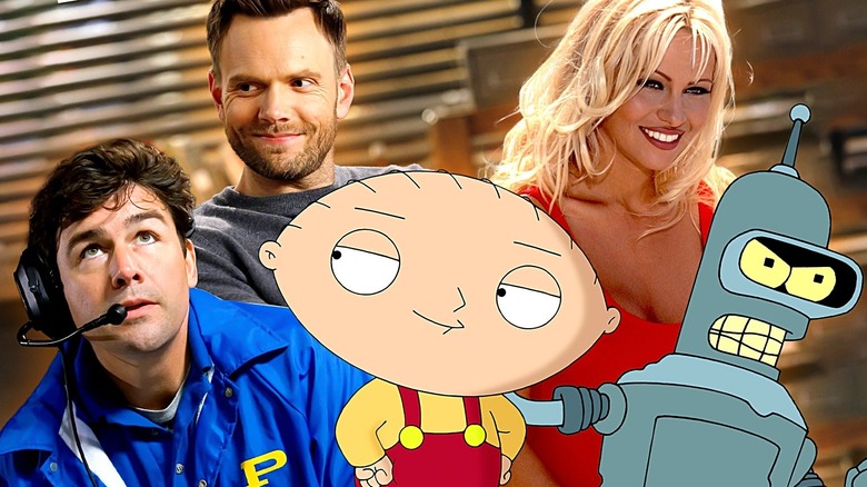 Pamela Anderson in Baywatch, Stewie in Family Guy, Bender in Futurama, Kyle Chandler in Friday Night Lights, and Joel McHale in Community