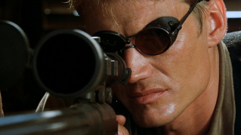 Dolph Lundgren setting up his shot