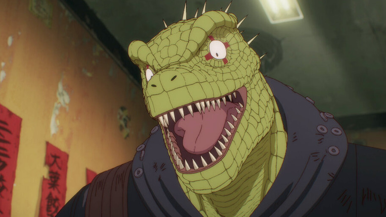 Caiman opens his mouth in surprise in Dorohedoro