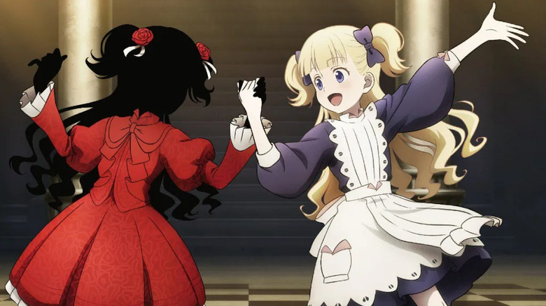 Emilico happily holds hands with Kate Mirror in Shadows House