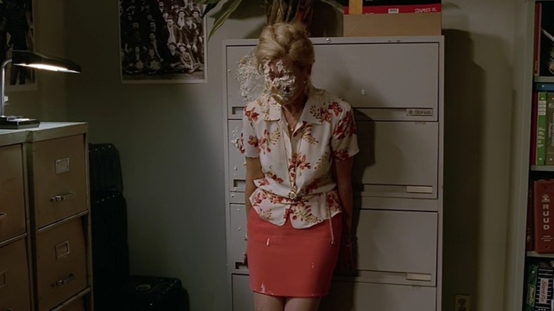 Roberta has pie on her face