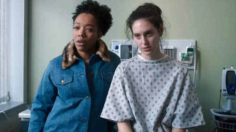 Agnes (Eva Victor) and Lydie (Naomi Ackie) at a doctor's office in Sorry, Baby