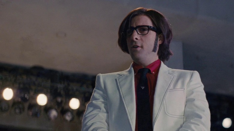 Jason Schwartzman as Gideon iin his white suit in Scott Pilgrim vs. the World