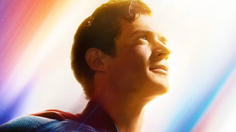 Close-up of David Corenswet as Superman on Superman (2025) poster
