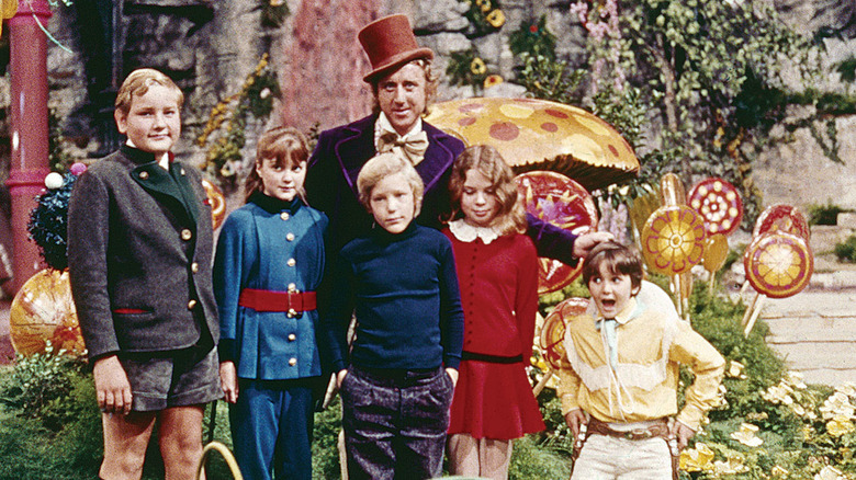 Willy Wonka and the golden ticket winners in "Willy Wonka and the Chocolate Factory"