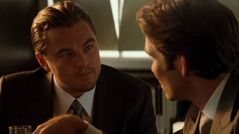 Dom Cobb (Leonardo DiCaprio) staring intently in Inception
